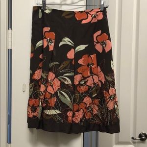 Talbots petite silk and cotton flare skirt